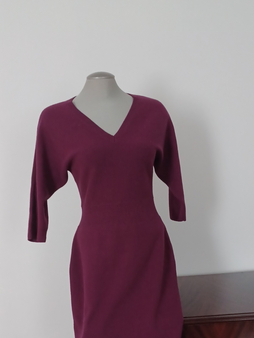 Ann Taylor Plum V-Neck Midi Dress